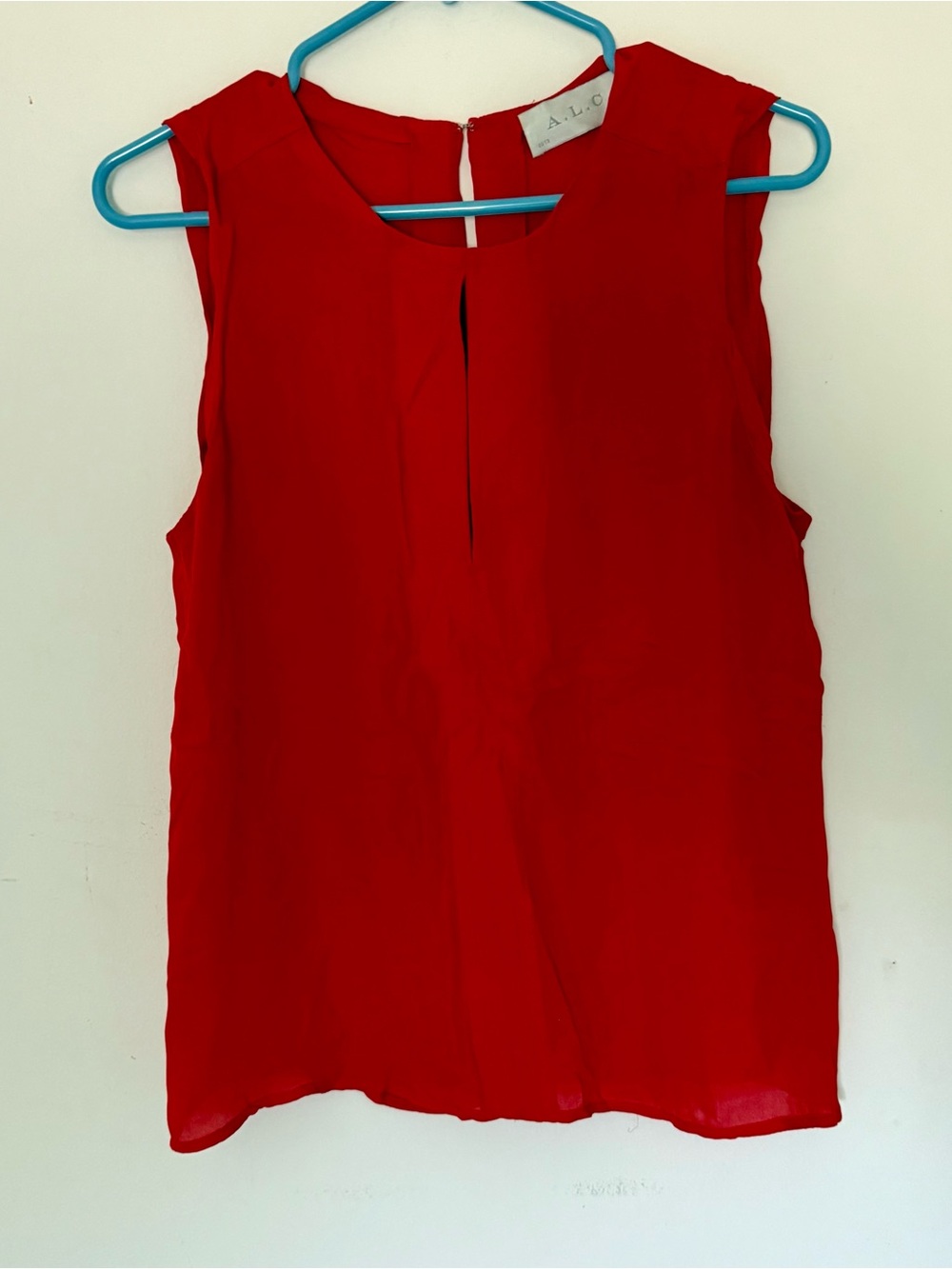 A.L.C. Women’s Small Silk Crew Neck Top in Red